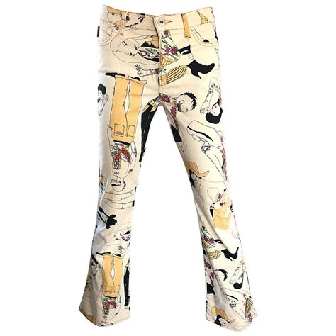 moschino yellow print jeans